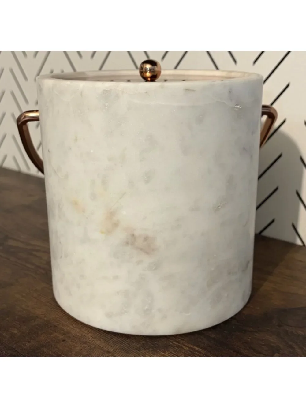 Williams Sonoma Marble Copper Ice Bucket Wine Chillers Lid Handle Solid Barware